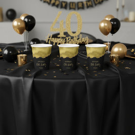 Golden Yellow Gold Glitter Abstract Watercolor Papieren Bekers