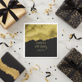 Golden Yellow Gold Glitter Abstract Watercolor Servet