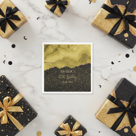 Golden Yellow Gold Glitter Abstract Watercolor Servet