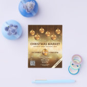 Golden Yellow KerstBaubles - kerstmarkt Flyer (Enkel)