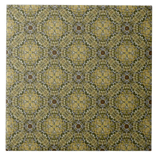 Golden Yellow Knit Medallion Pattern Tegeltje