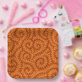 Golden Yellow Leafy Vine Pattern  Papieren Bordje (Feest)