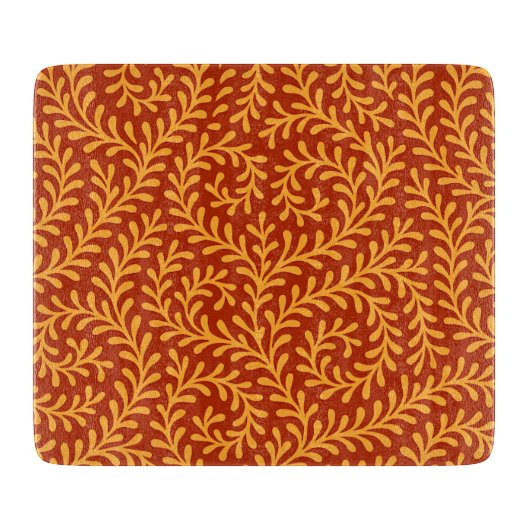 Golden Yellow Leafy Vine Pattern  Snijplank (Voorkant)