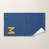 Golden Yellow Monogram on Dark Blue Bath Towel Set (Serviette à main)