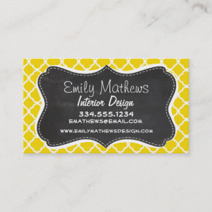 Golden Yellow Moroccan Quatrefoil; Chalkboardblik Visitekaartje