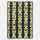 Golden Yellow Ornamental Stripe Seamless Pattern Deken (Voorkant Verticaal)