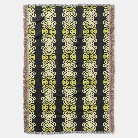 Golden Yellow Ornamental Stripe Seamless Pattern Deken (Voorkant Verticaal)