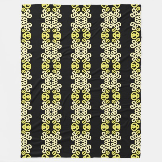 Golden Yellow Ornamental Stripe Seamless Pattern Fleece Deken (Voorkant)