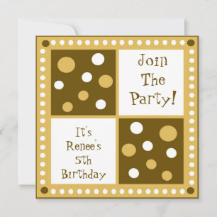 Golden Yellow Polka Dot Birthday Party Kaart