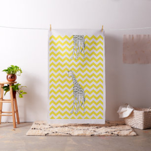 Golden Yellow Safari Chevron Pop Art Giraffe Stof