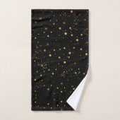 Golden Yellow Stars Black Night Sky (Serviette à main)