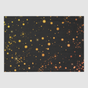 Golden Yellow Stars Black Night Tissuepapier