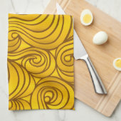 Golden Yellow Swirl Towel Theedoek (Quarter Fold)