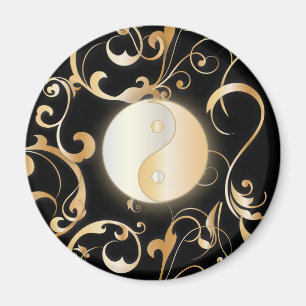 Golden Yin & Yang met rollen Magneet