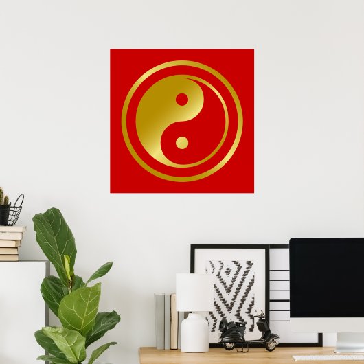 Golden Yin Yang Poster (Thuiskantoor)