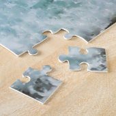 Golden zandstrand Italië ruwe zee grote golven Legpuzzel (Zijkant)