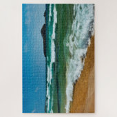 Golden zandstrand Italië ruwe zee grote golven Legpuzzel (Verticaal)