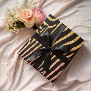 Golden Zebra Glittery Pattern Cadeaupapier