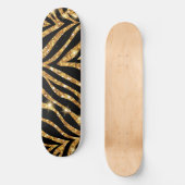 Golden Zebra Glittery Pattern Skateboard (Voorkant)