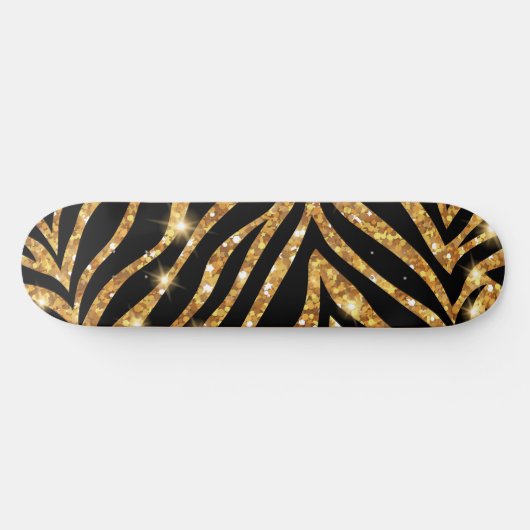 Golden Zebra Glittery Pattern Skateboard (Horizontaal)