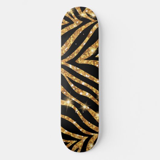 Golden Zebra Glittery Pattern Skateboard (Voorkant)