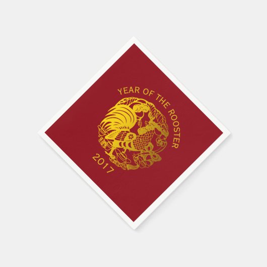 Golden Zodiac 2017 Haan Jaar papier servet (Hoek)