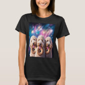 Goldendoedel in de ruimte met donuts en doodle boy t-shirt (Voorkant)