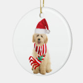 Goldendoedel met Pet kerst Keramisch Ornament (Links)