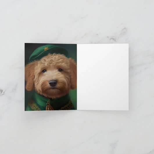 Goldendoedle Dog in St. Patrick's Day Dress Kaart (Binnen)