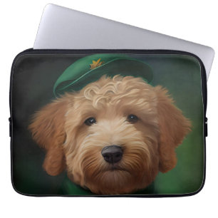 Goldendoedle Dog in St. Patrick's Day Dress Laptop Sleeve