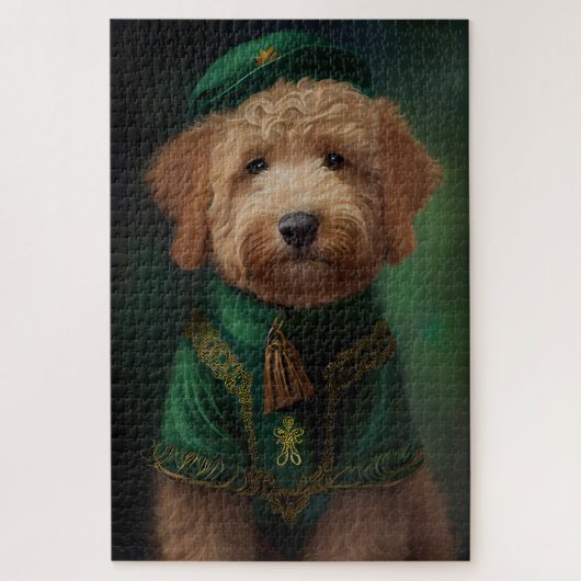 Goldendoedle Dog in St. Patrick's Day Dress Legpuzzel (Verticaal)