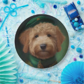 Goldendoedle Dog in St. Patrick's Day Dress Papieren Bordje (Feest)