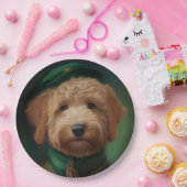 Goldendoedle Dog in St. Patrick's Day Dress Papieren Bordje (Feest)