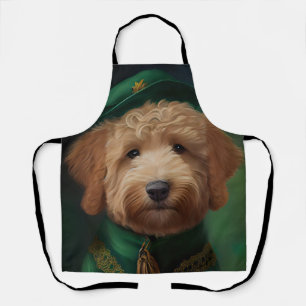 Goldendoedle Dog in St. Patrick's Day Dress Schort
