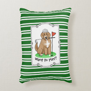Goldendoedle Dog Play Golf (Red whmk2) Cute Fun Accent Kussen