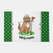 Goldendoedle Dog Play Golf (Red whmk2) Cute Fun Deurmat (Voorkant)