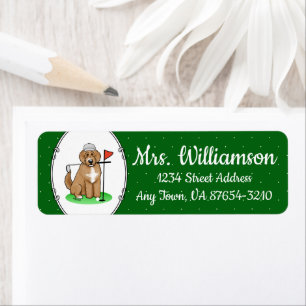 Goldendoedle Dog Play Golf (Red whmk2) Cute Fun Etiket