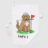 Goldendoedle Dog Play Golf (Red whmk2) Cute Fun Golfhanddoek (Insitu)