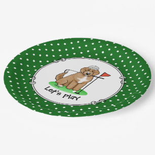 Goldendoedle Dog Play Golf (Red whmk2) Cute Fun Papieren Bordje
