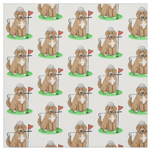 Goldendoedle Dog Play Golf (Red whmk2) Cute Fun Stof