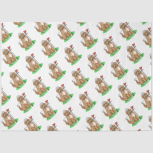 Goldendoedle Dog Play Golf (Red whmk2) Cute Fun Tissuepapier