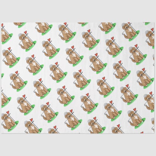 Goldendoedle Dog Play Golf (Red whmk2) Cute Fun Tissuepapier (Voorkant)