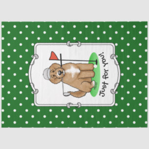 Goldendoedle Dog Play Golf (Red whmk2) Cute Fun Tissuepapier