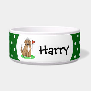 Goldendoedle Dog Play Golf (Red whmk2) Cute Fun Voerbakje