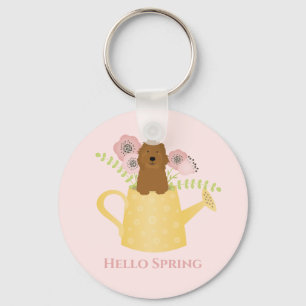 Goldendoedle in Watering Can Sleutelhanger