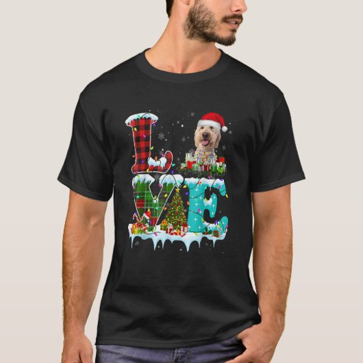 Goldendoedle kerstboom Light Pajama Dog T-shirt (Voorkant)