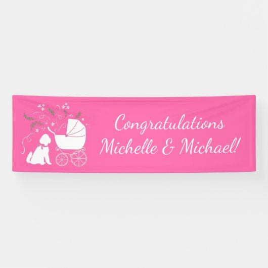 Goldendole Dog Baby shower Pink Girl Spandoek (Horizontaal)