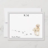 Goldendole Dog Standing Gray Border Monogram Notitiekaartje (Voorkant)