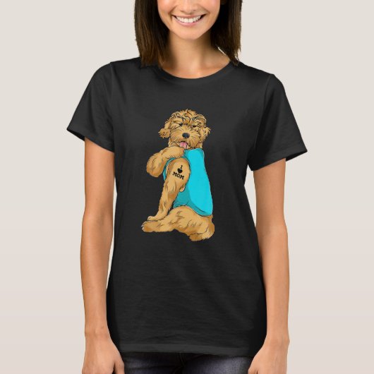 Goldendole I Love Mam Tattoo Apparel Dog Mam T-shirt (Voorkant)