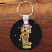 Goldendole kerstkerstman Funny Dog Lover Gift Sleutelhanger (Voorkant)